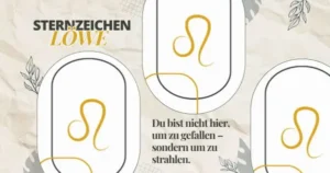 Beitragsbild zum Blogartikel „Sternzeichen Löwe – du bist nicht hier, um zu gefallen, sondern um zu strahlen“ mit Symbol des Sternzeichens Löwe.