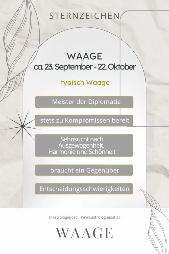 Typische Eigenschaften des Sternzeichen Waage: Diplomatie, Harmonie, Kompromissbereitschaft und Entscheidungsfreude