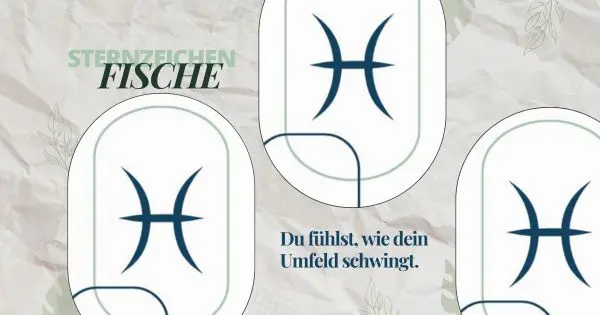 Beitragsbild zum Blogartikel „Sternzeichen Fische – Du fühlst, wie dein Umfeld schwingt.“ mit Symbol des Sternzeichens Fische.