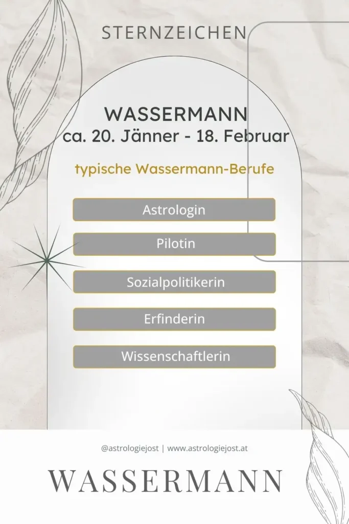 Sternzeichen Wassermann – typische Berufe: Astrologin, Pilotin, Sozialpolitikerin, Erfinderin, Wissenschaftlerin
