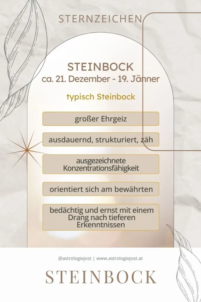 Sternzeichen Steinbock Übersicht – typische Eigenschaften, Zeitraum und Charakterzüge